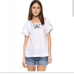 Madewell Embroidered Alma Peasant Top - Small